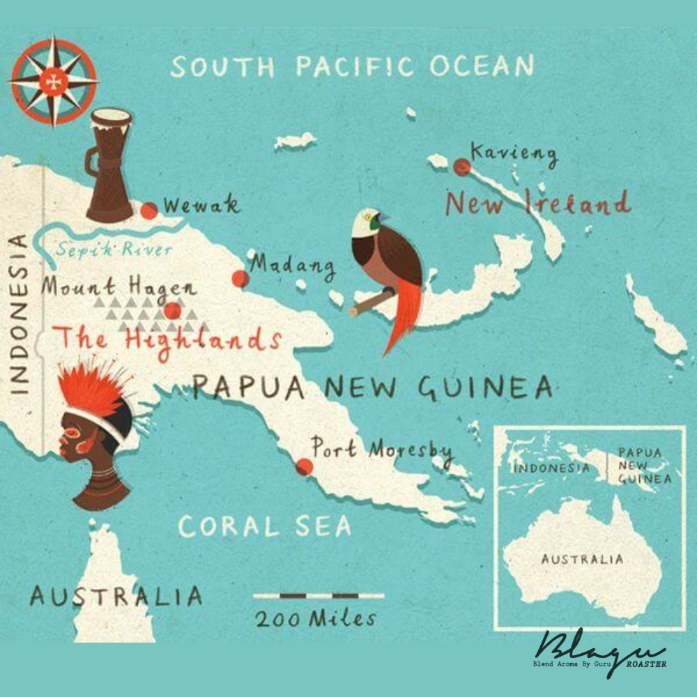 Bản đồ vùng trồng cà phê Papua New Guinea