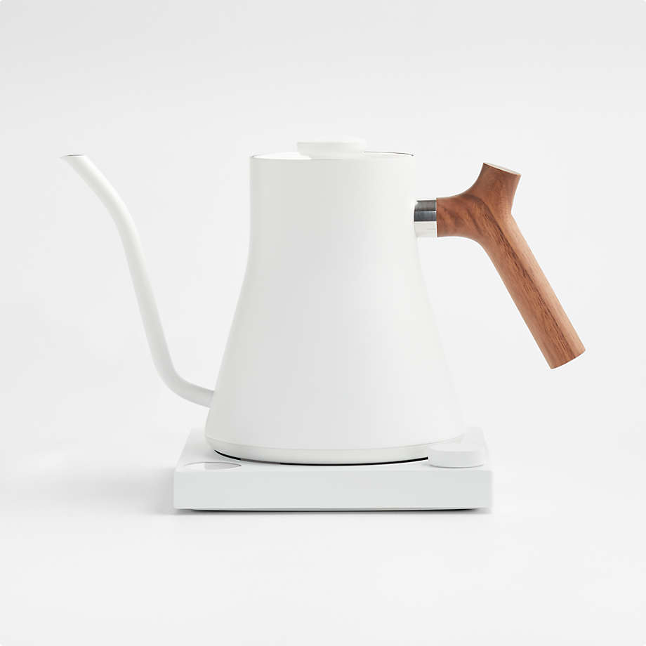 Fellow Stagg EKG Matte White Electric Kettle with Walnut Handle