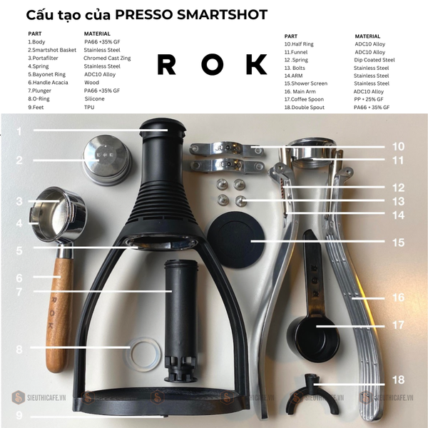 Máy Pha Cà Phê Thủ Công ROK Presso Smartshot - Deal Sốc Lên Đến 25%