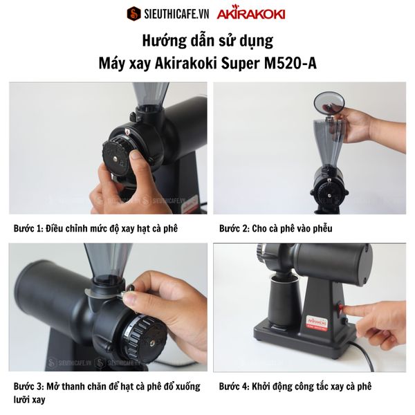 Máy Xay Cà Phê Akirakoki Grinder Super M-520A - Ưu Đãi Giảm 10%