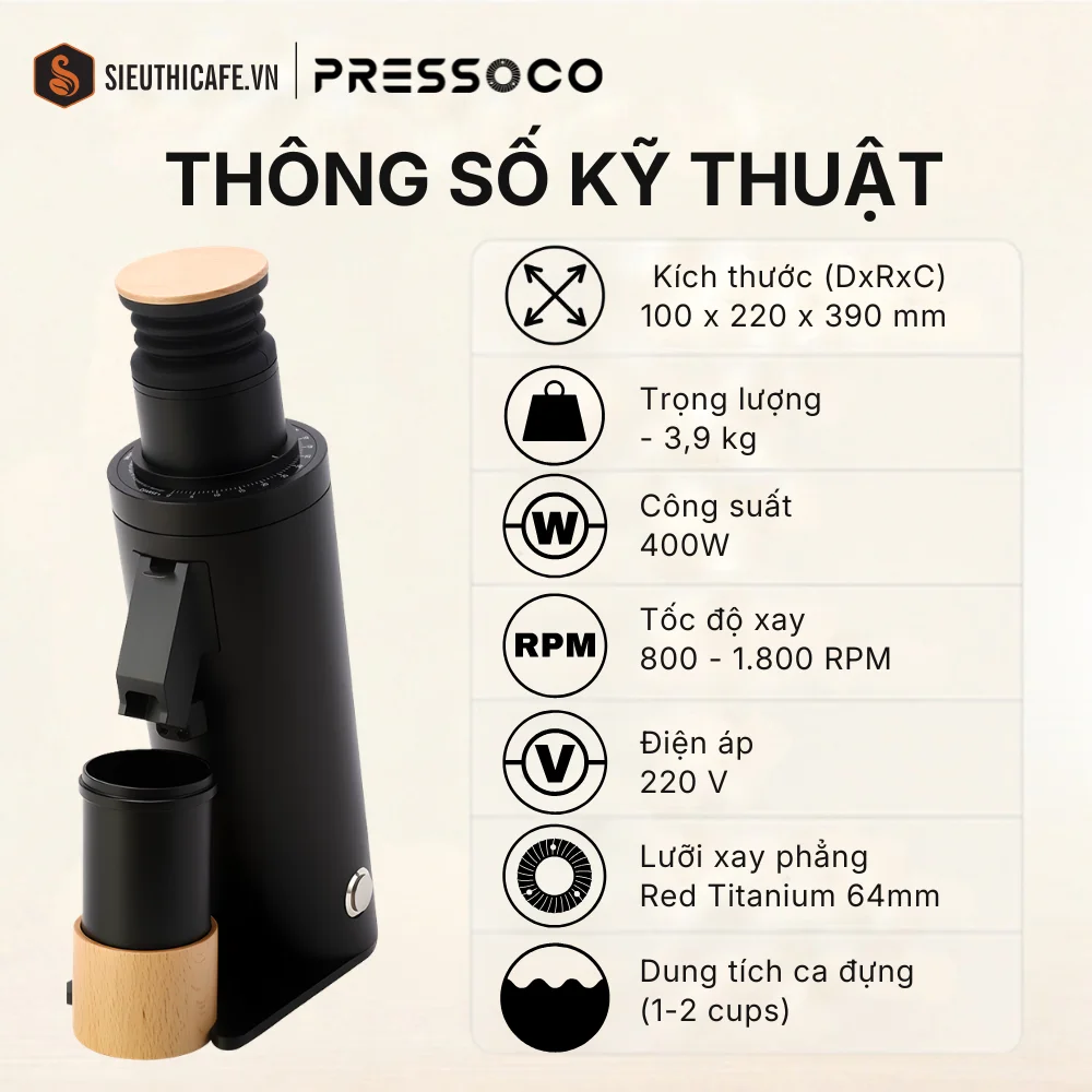 Bảng thông số kỹ thuật máy xay Pressoco DF64V Gen 3